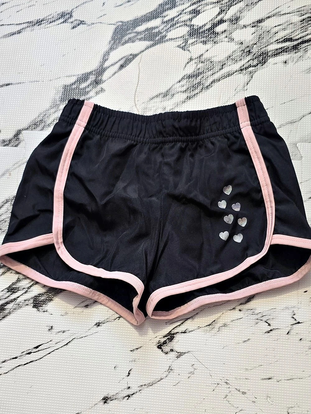 Kids Black & Pink Athletic Shorts